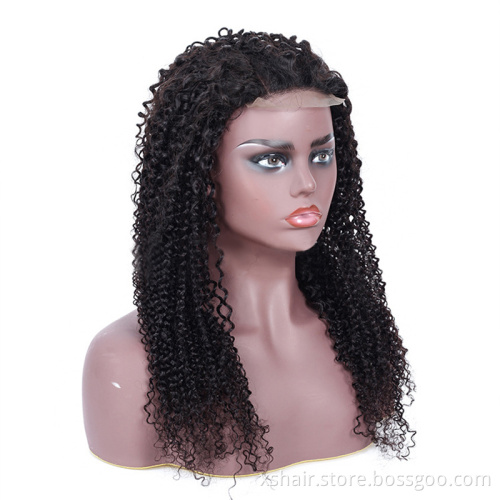 Factory Direct Sale Brazilian Bob Afro Bang Kinky Curly Closure Frontal Wig Human Hair Wig Curly Natural Lace